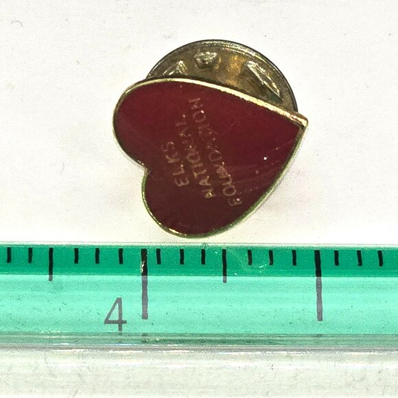 Elks National Foundation Red Heart Lapel Pin Gold-Tone Backing JE363 - Picture 6 of 6